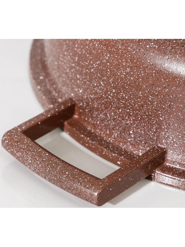 Жаровня Доляна «Брауни», d=28 см, стеклянная крышка, литые ручки, антипригарное покрытие, индукция, цвет коричневый