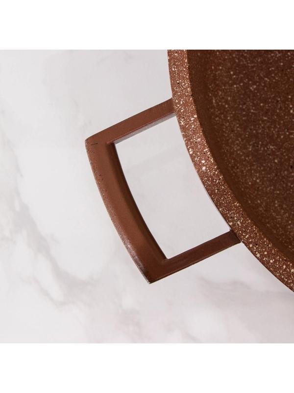 Жаровня Доляна «Брауни», d=28 см, стеклянная крышка, литые ручки, антипригарное покрытие, индукция, цвет коричневый