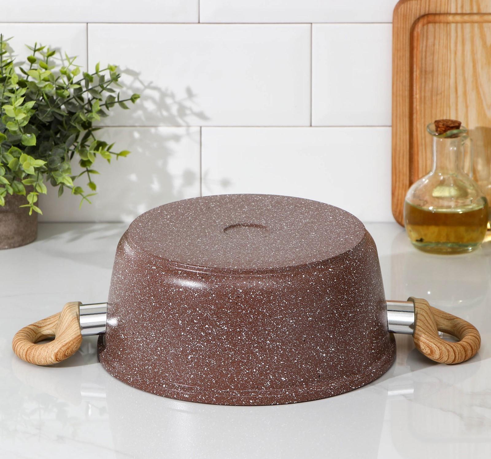 Кастрюля Доляна «Брауни», 3,3 л, стеклянная крышка, антипригарное покрытие, индукция, цвет коричневый