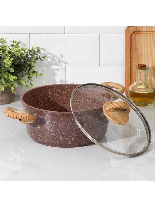 Кастрюля Доляна «Брауни», 3,3 л, стеклянная крышка, антипригарное покрытие, индукция, цвет коричневый