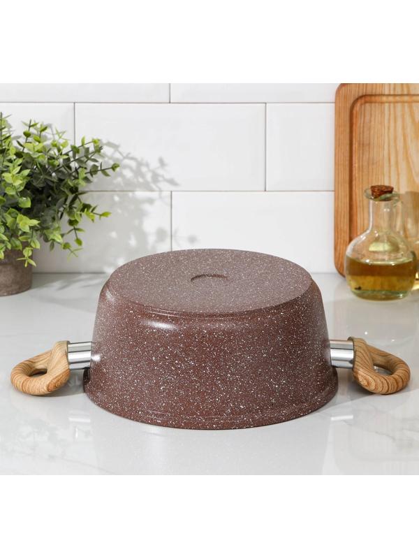 Кастрюля Доляна «Брауни», 3,3 л, стеклянная крышка, антипригарное покрытие, индукция, цвет коричневый