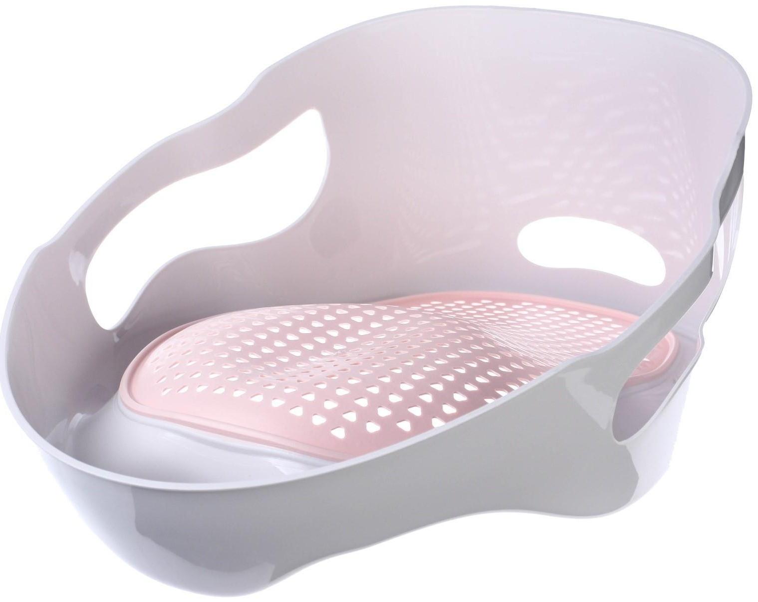 Лежак - горка для купания, цвет белый/розовый 0-6 мес, р-р 43х30х19см