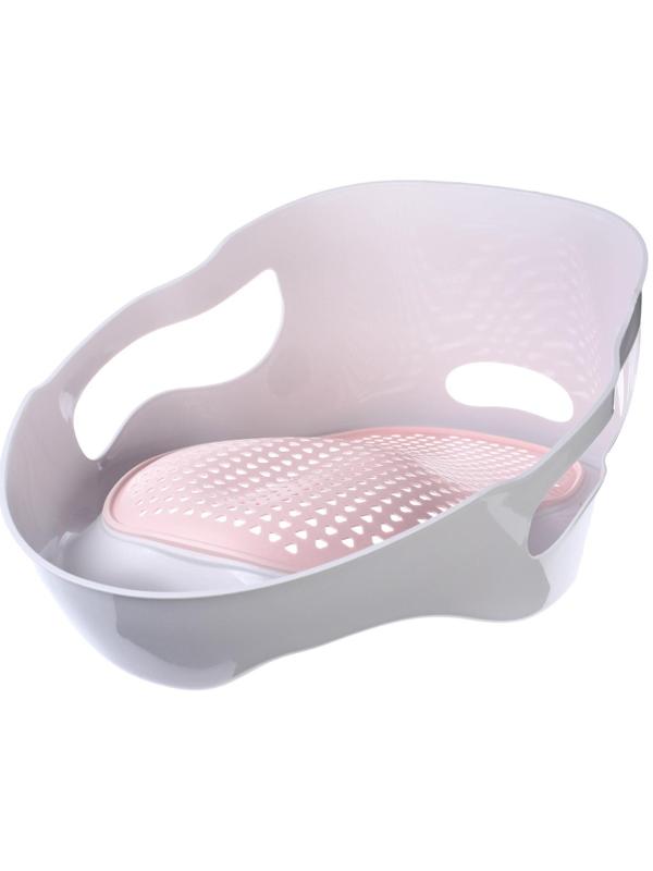 Лежак - горка для купания, цвет белый/розовый 0-6 мес, р-р 43х30х19см