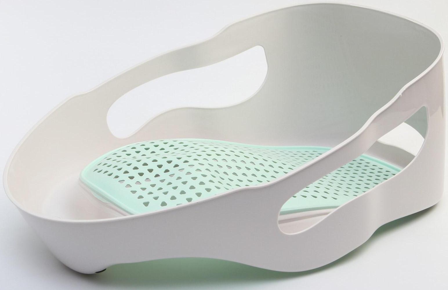 Лежак - горка для купания, цвет белый/мятный, 0-6 мес, р-р 43х30х19см