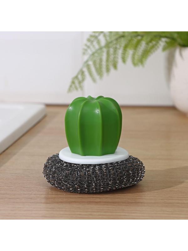 Щётка для мытья посуды «Кактус», металлическая губка, d=8 см