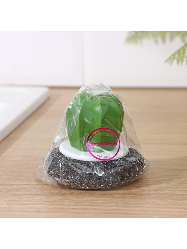 Щётка для мытья посуды «Кактус», металлическая губка, d=8 см