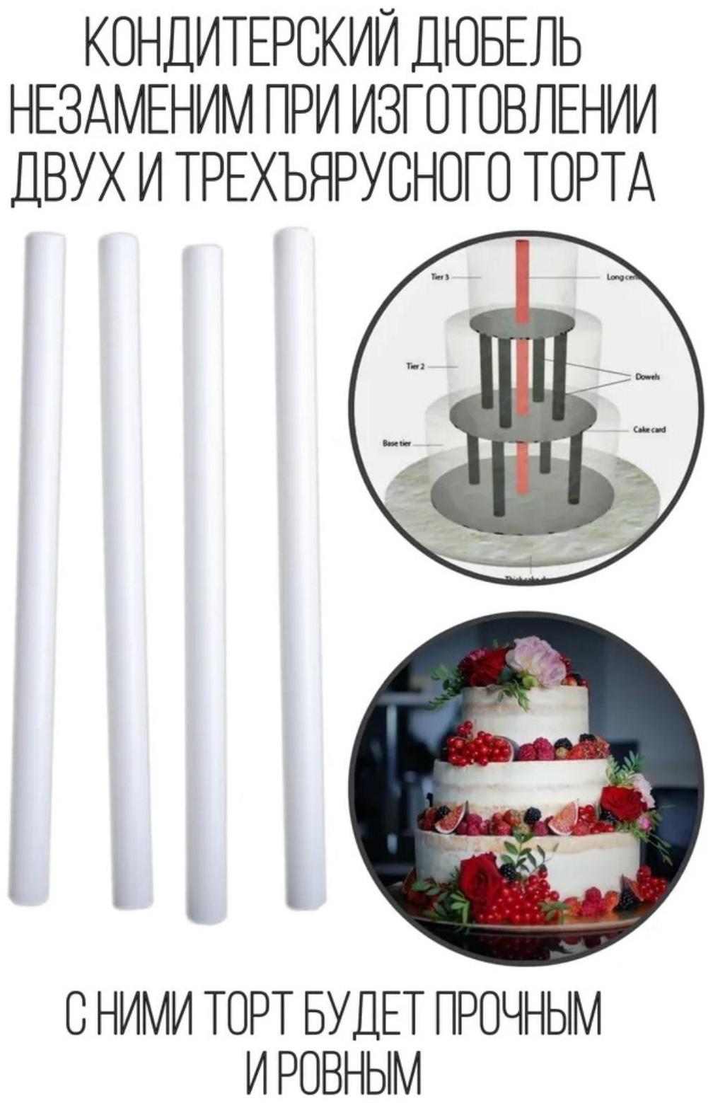 Набор палочек-дюбелей для кондитерских изделий Доляна, 8 шт, d=0.7 см, длина 30 см