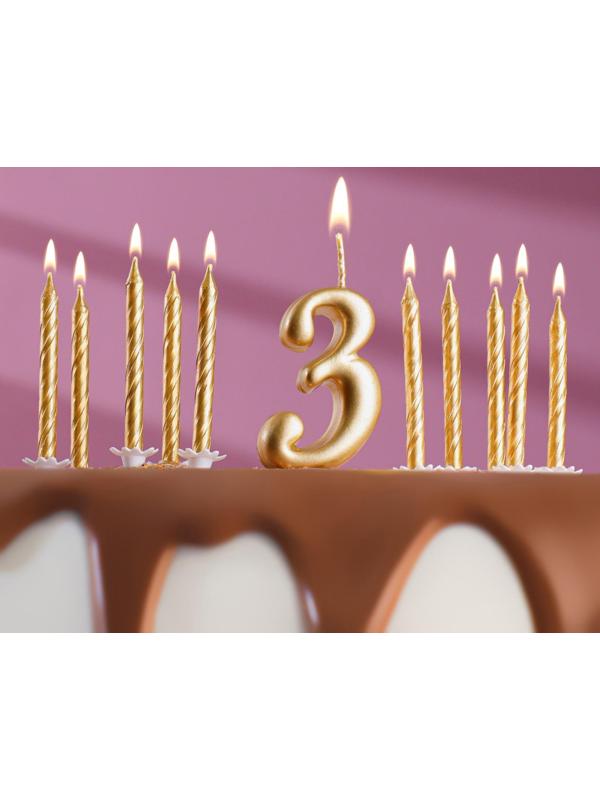 Набор свечей для торта (2 в 1) золотая Цифра 