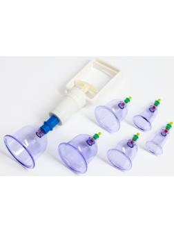 Банки акупункционного действия для вакуумного массажа, набор 6 шт.