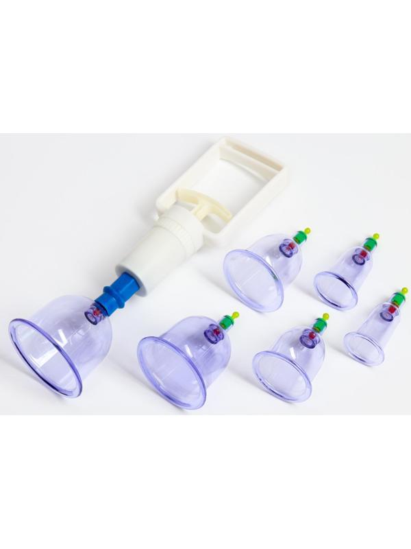 Банки акупункционного действия для вакуумного массажа, набор 6 шт.