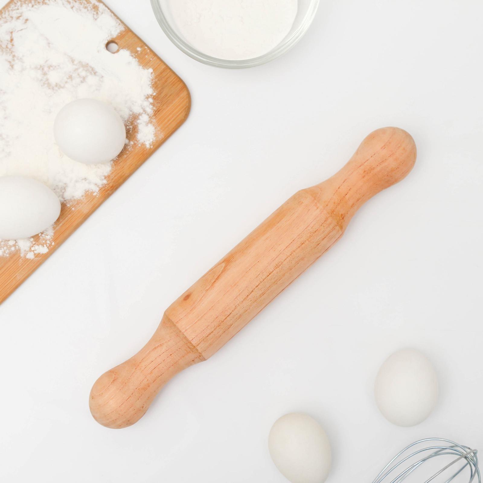 Скалка деревянная, 30×5 см, фигурные ручки