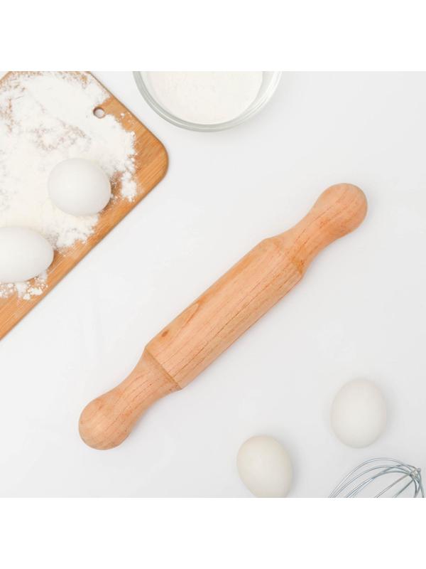 Скалка деревянная, 30×5 см, фигурные ручки