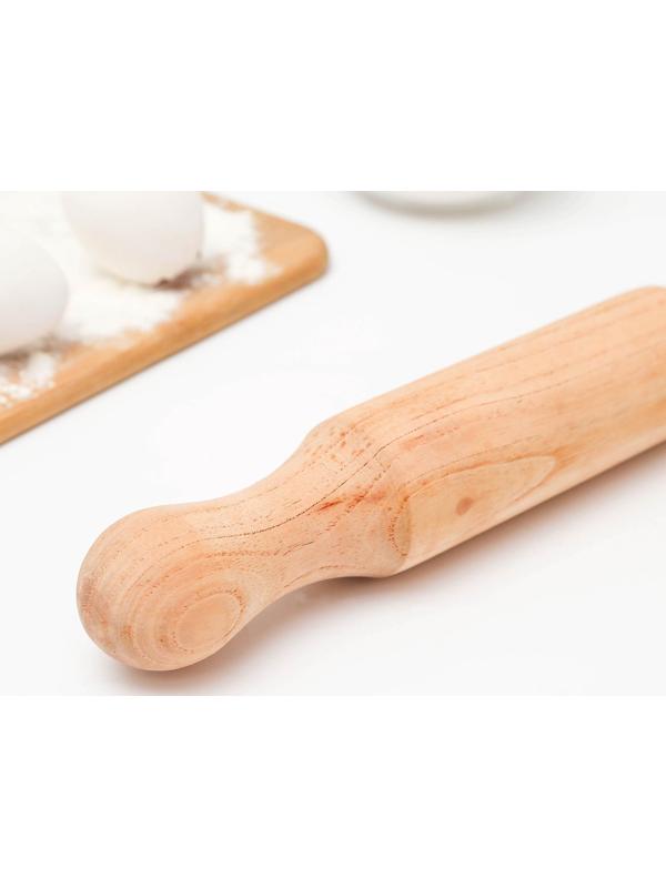 Скалка деревянная, 30×5 см, фигурные ручки