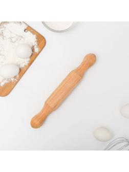 Скалка деревянная, 30×4 см, фигурные ручки