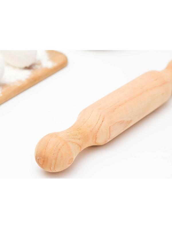 Скалка деревянная, 30×4 см, фигурные ручки