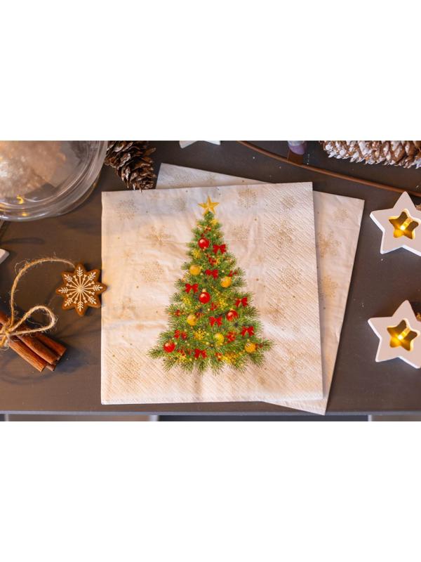 Новогодние салфетки бумажные Лилия 33х33 