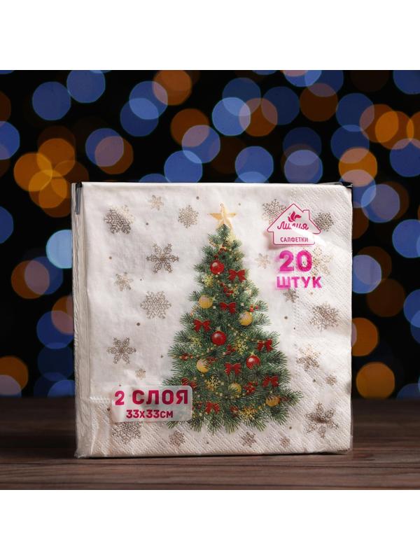 Новогодние салфетки бумажные Лилия 33х33 