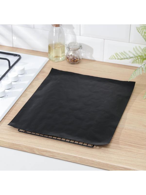 Набор тефлоновых ковриков, многоразовых, 2 шт, цвет чёрный, бежевый