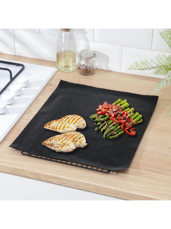 Набор тефлоновых ковриков, многоразовых, 2 шт, цвет чёрный, бежевый