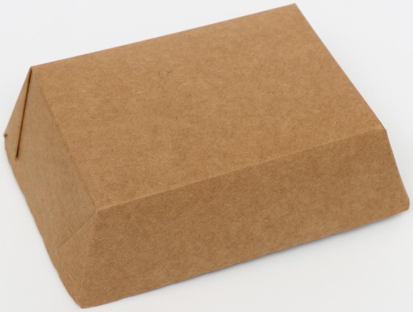 Контейнер с прозрачной крышкой, крафт, 0,4 л, 14,5 х 9,5 х 4, 5 см