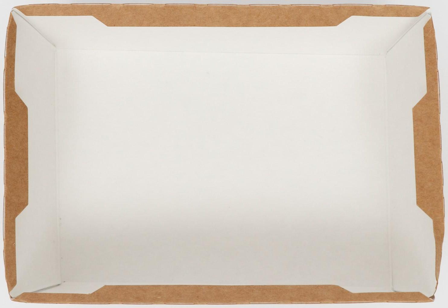 Контейнер с прозрачной крышкой, крафт, 0,4 л, 14,5 х 9,5 х 4, 5 см