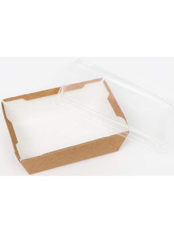 Контейнер с прозрачной крышкой, крафт, 0,4 л, 14,5 х 9,5 х 4, 5 см