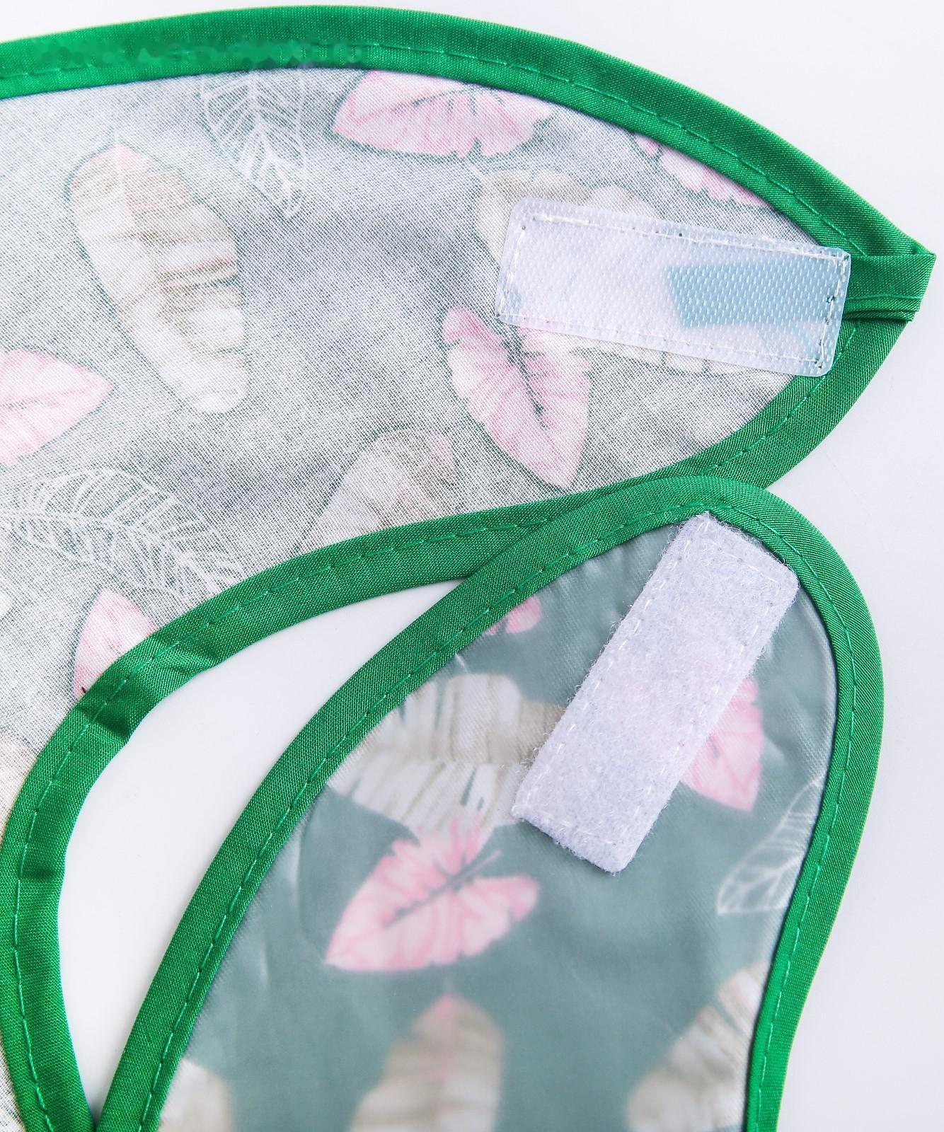 Нагрудник для кормления «Листочки» непромокаемый на липучке, с карманом, р-р. 37х23х10