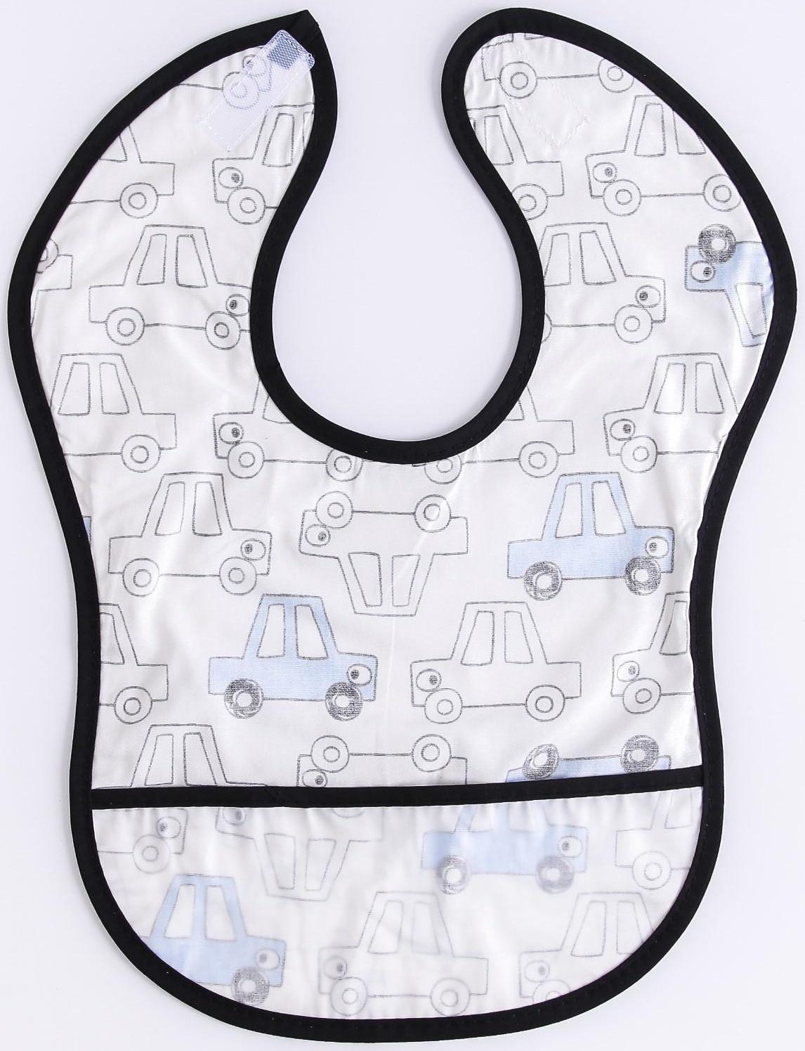Нагрудник для кормления «Машины» непромокаемый на липучке, с карманом, р-р. 37х23х10