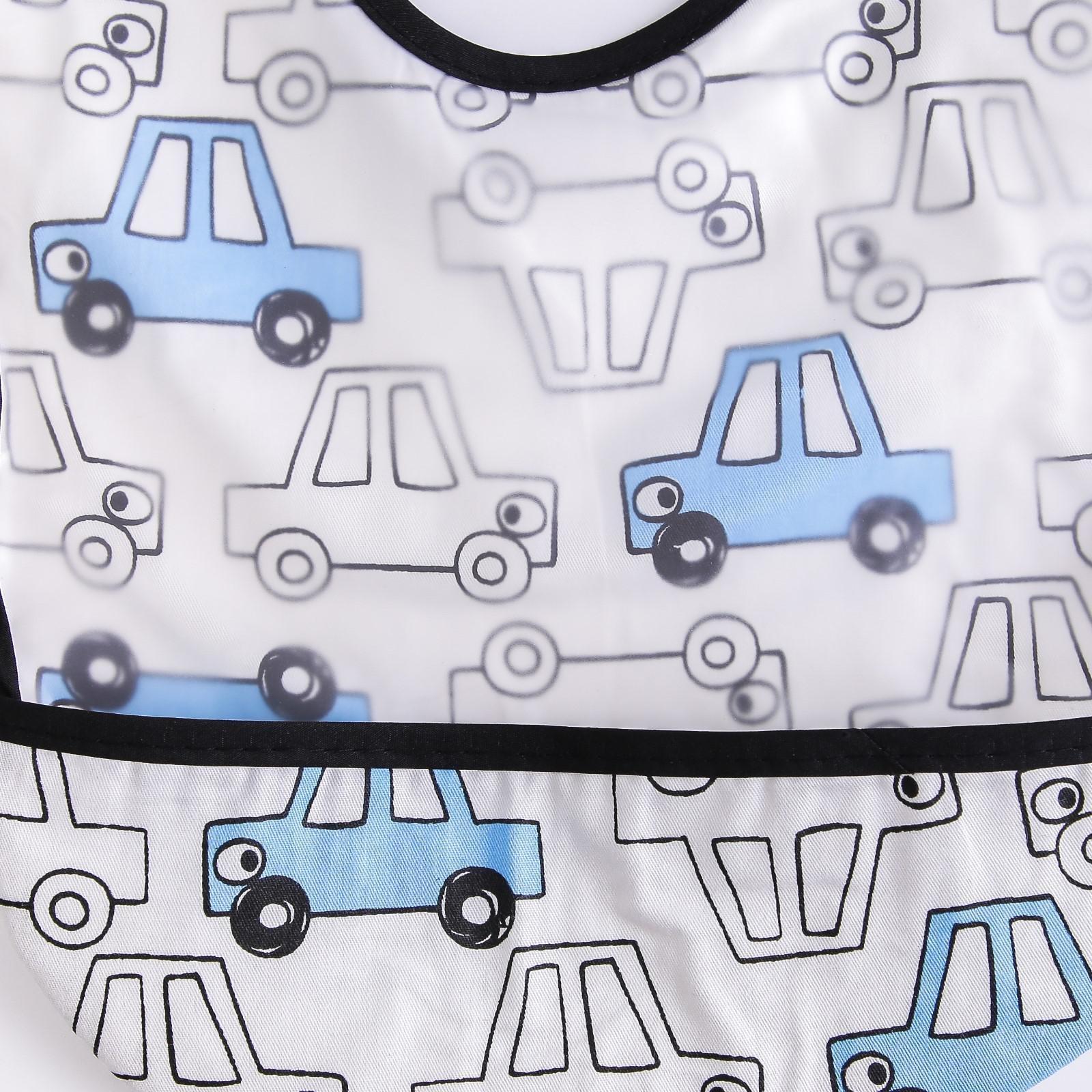 Нагрудник для кормления «Машины» непромокаемый на липучке, с карманом, р-р. 37х23х10