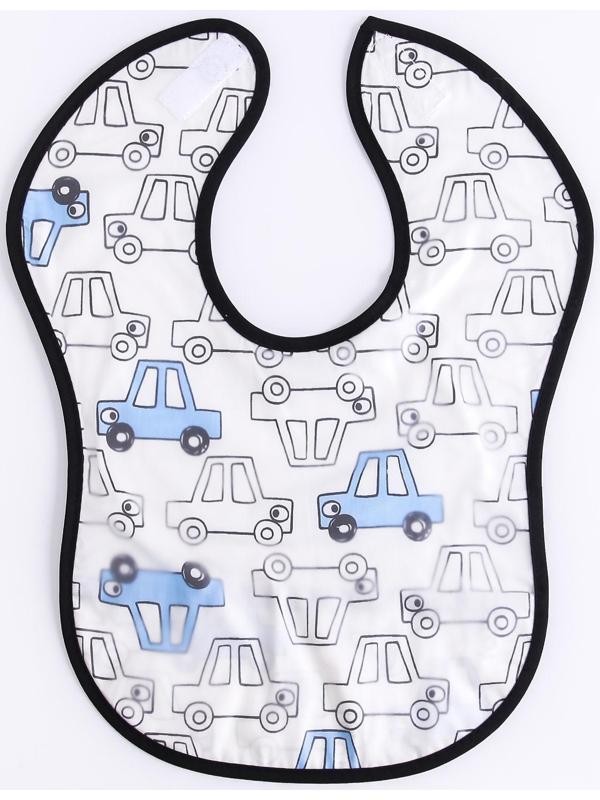 Нагрудник для кормления «Машины» непромокаемый на липучке, с карманом, р-р. 37х23х10