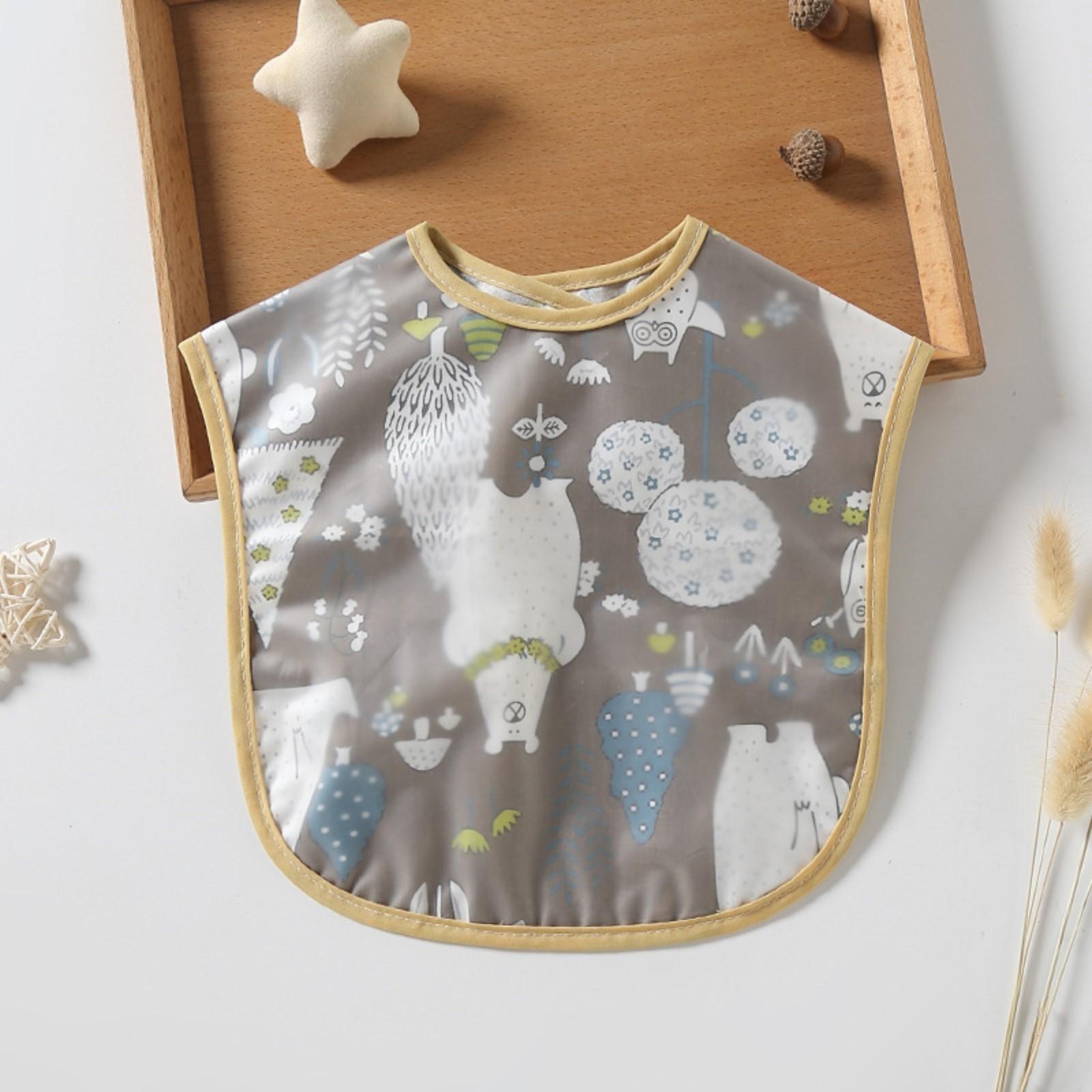 Нагрудник для кормления «Медведи» непромокаемый на липучке, с карманом, р-р. 37х23х10