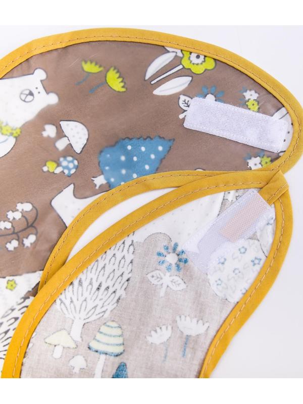 Нагрудник для кормления «Медведи» непромокаемый на липучке, с карманом, р-р. 37х23х10