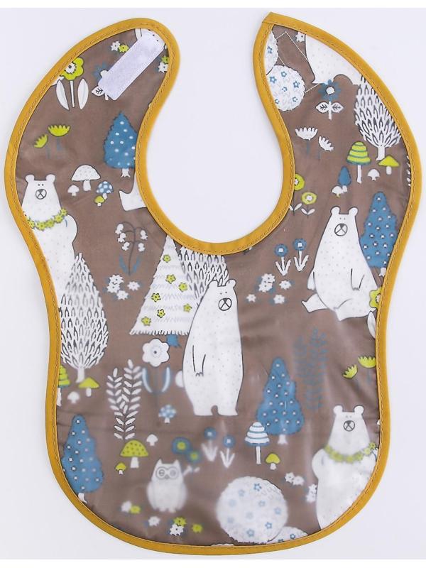 Нагрудник для кормления «Медведи» непромокаемый на липучке, с карманом, р-р. 37х23х10