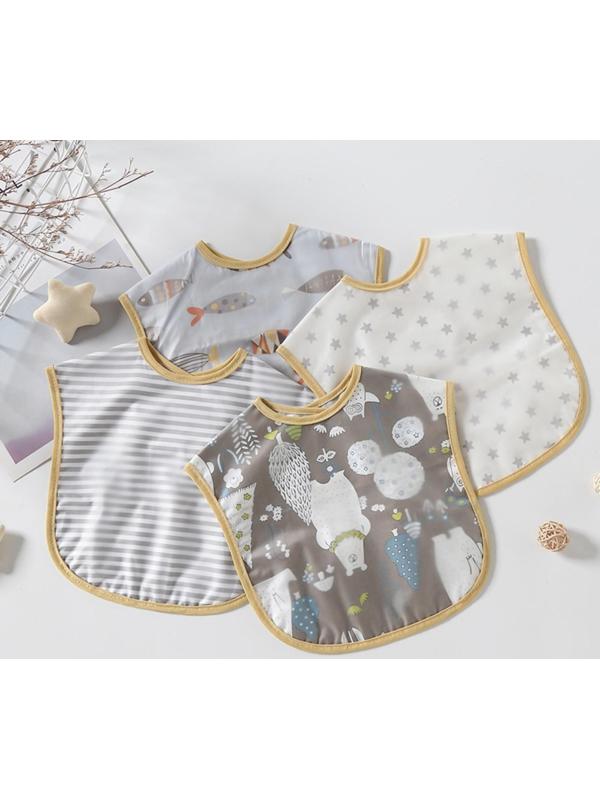 Нагрудник для кормления «Медведи» непромокаемый на липучке, с карманом, р-р. 37х23х10