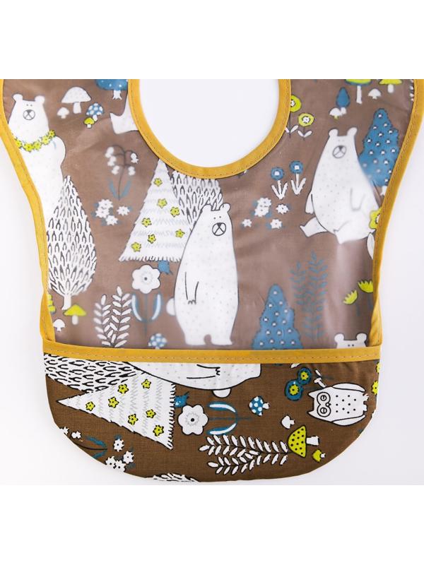 Нагрудник для кормления «Медведи» непромокаемый на липучке, с карманом, р-р. 37х23х10