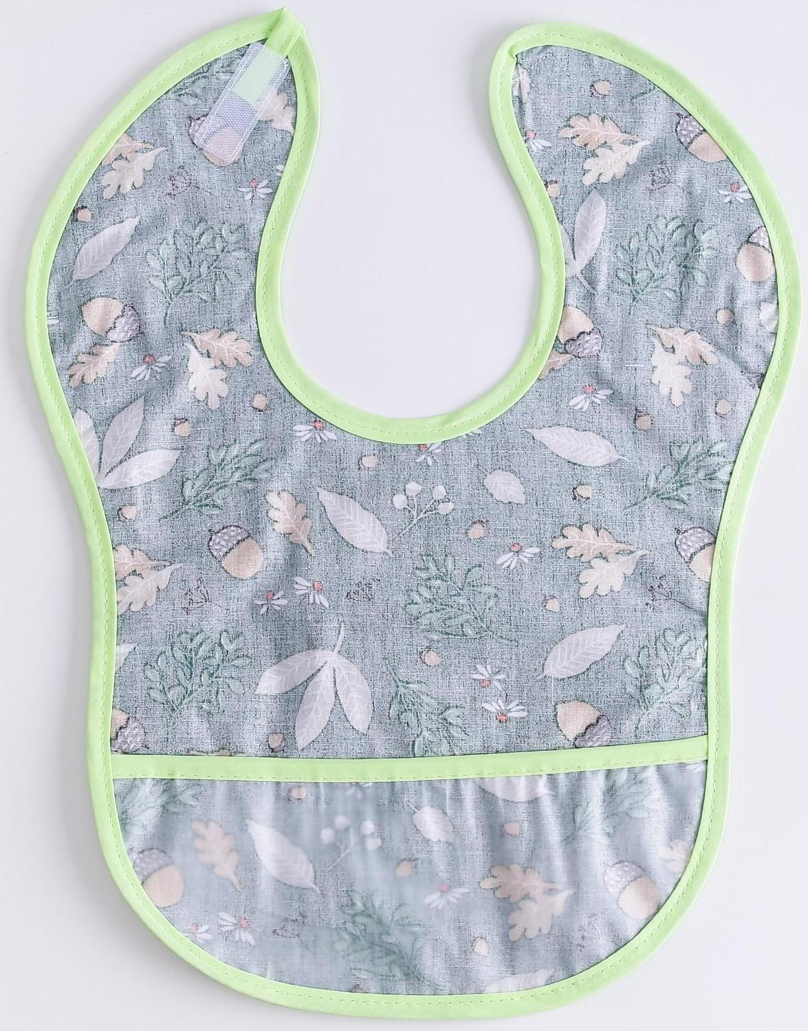 Нагрудник для кормления «Лес» непромокаемый на липучке, с карманом, р-р. 37х23х10