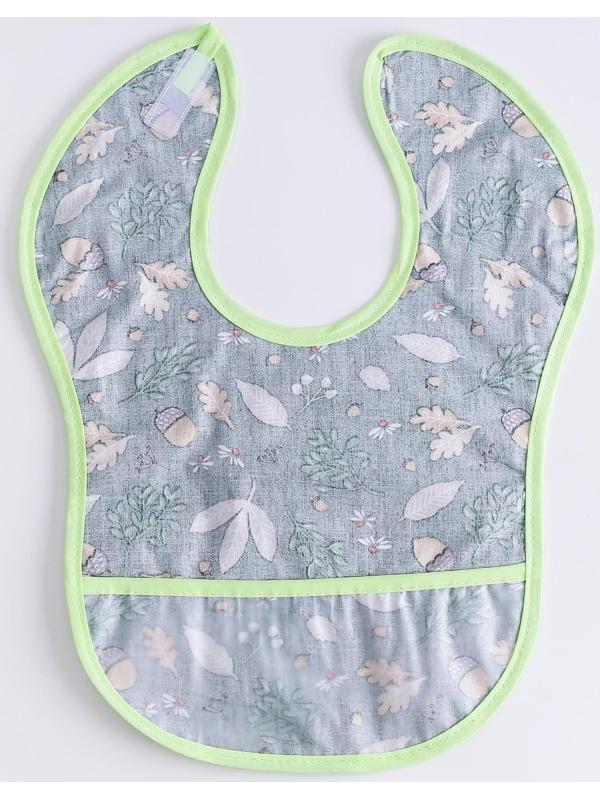 Нагрудник для кормления «Лес» непромокаемый на липучке, с карманом, р-р. 37х23х10