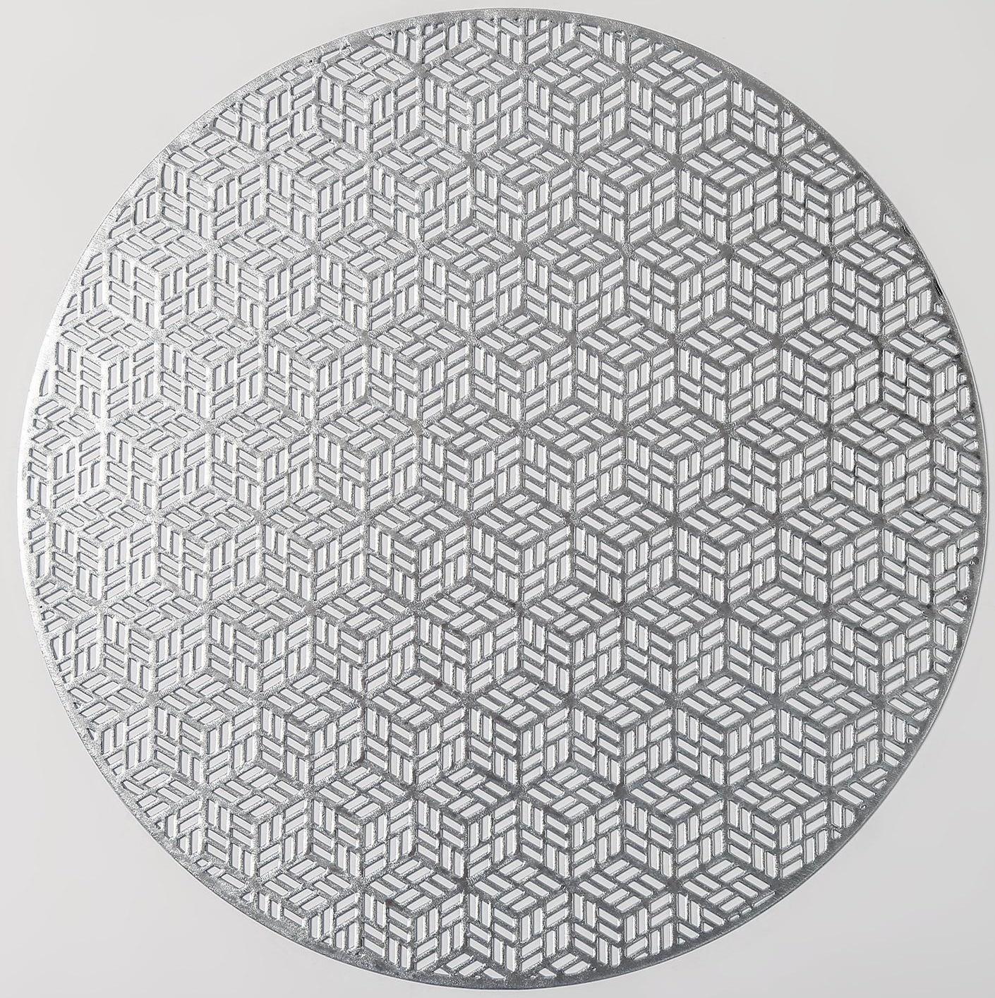 Набор салфеток сервировочных на стол Доляна «Соты», 4 шт, d=38 см, цвет серебряный