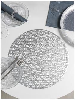 Набор салфеток сервировочных на стол Доляна «Соты», 4 шт, d=38 см, цвет серебряный