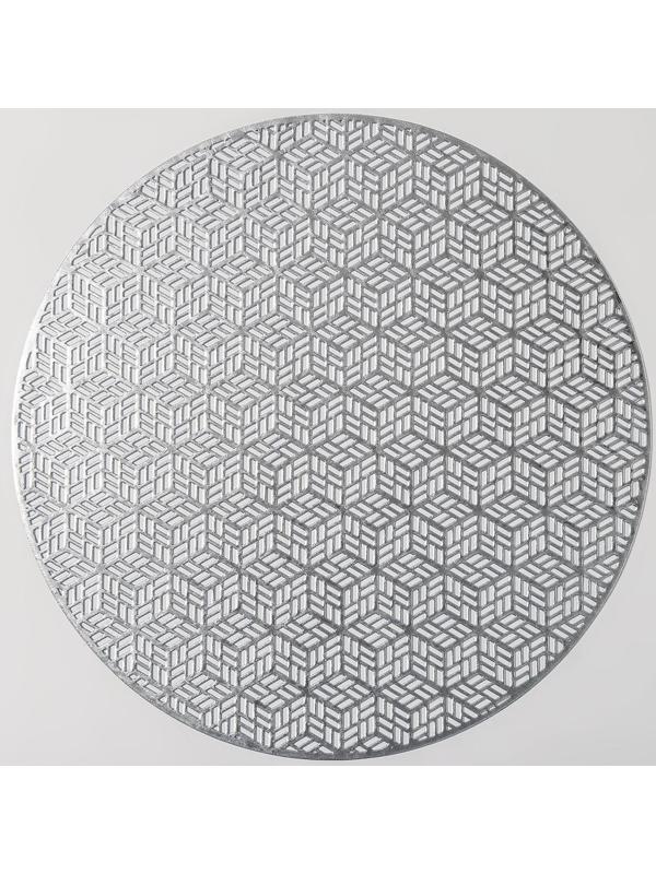 Набор салфеток сервировочных на стол Доляна «Соты», 4 шт, d=38 см, цвет серебряный