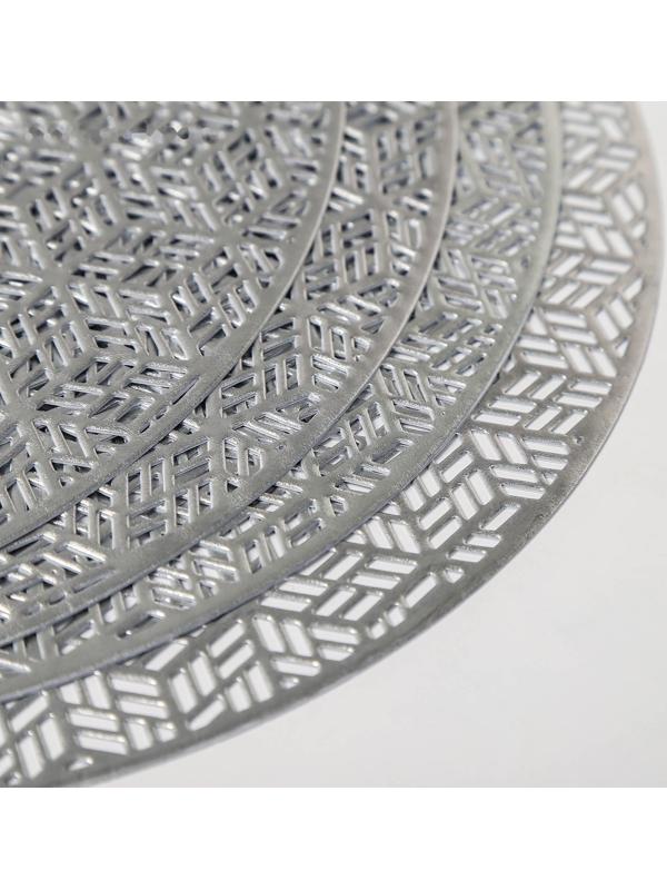 Набор салфеток сервировочных на стол Доляна «Соты», 4 шт, d=38 см, цвет серебряный