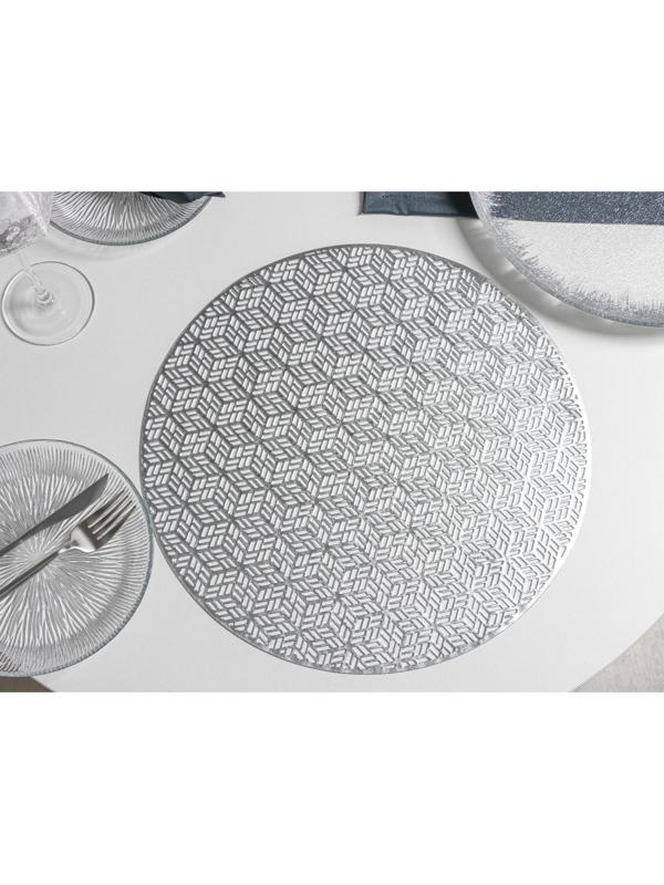 Набор салфеток сервировочных на стол Доляна «Соты», 4 шт, d=38 см, цвет серебряный