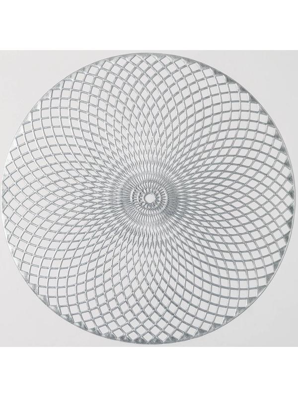 Набор салфеток сервировочных на стол Доляна «Вира», 4 шт, d=38 см, цвет серебряный