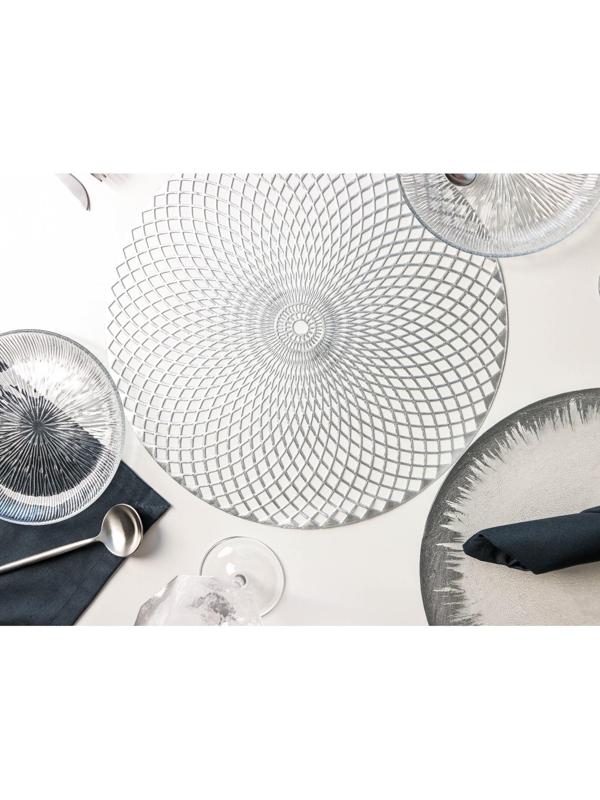 Набор салфеток сервировочных на стол Доляна «Вира», 4 шт, d=38 см, цвет серебряный