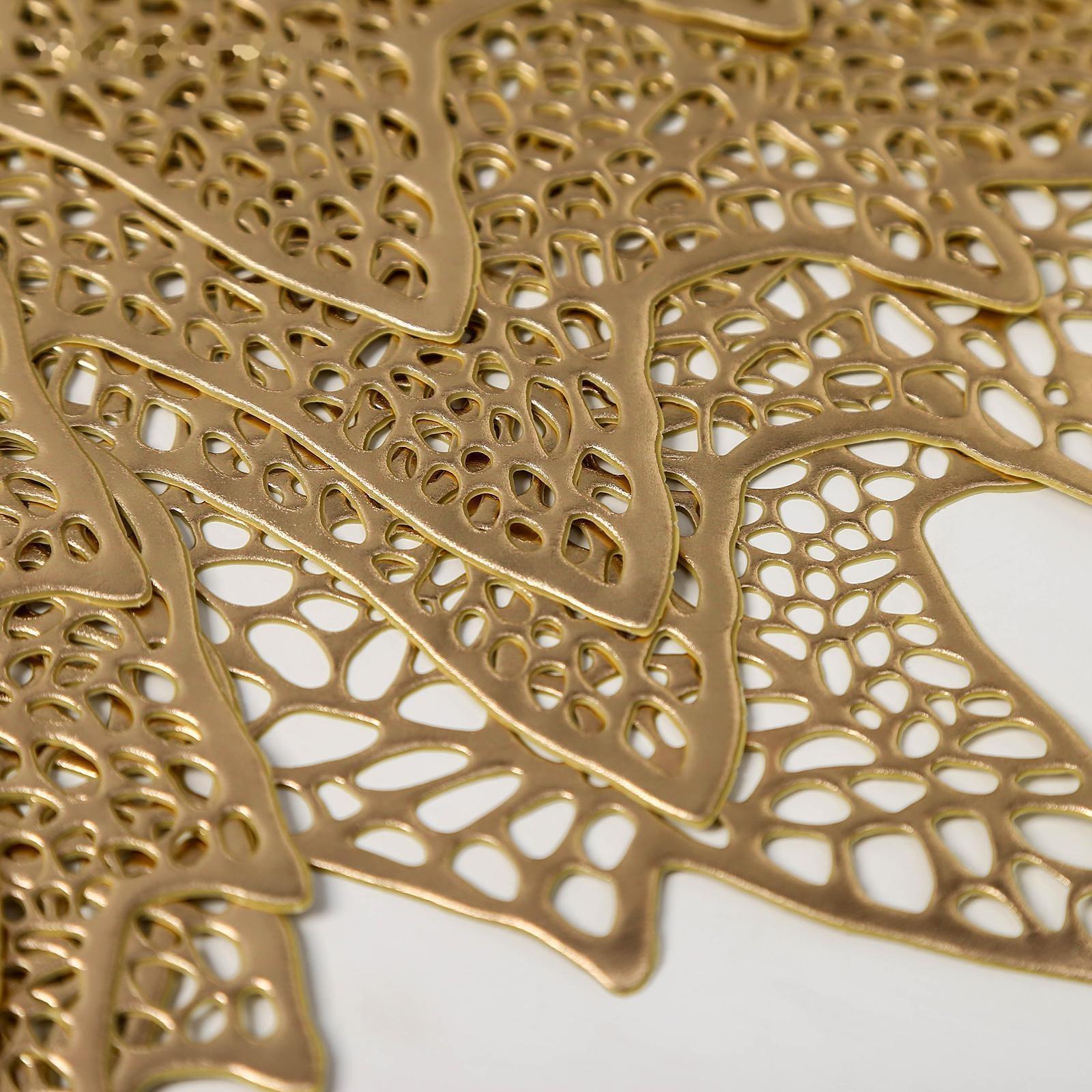 Набор салфеток сервировочных на стол Доляна «Кленовый лист», 4 шт, d=38 см, цвет золотой