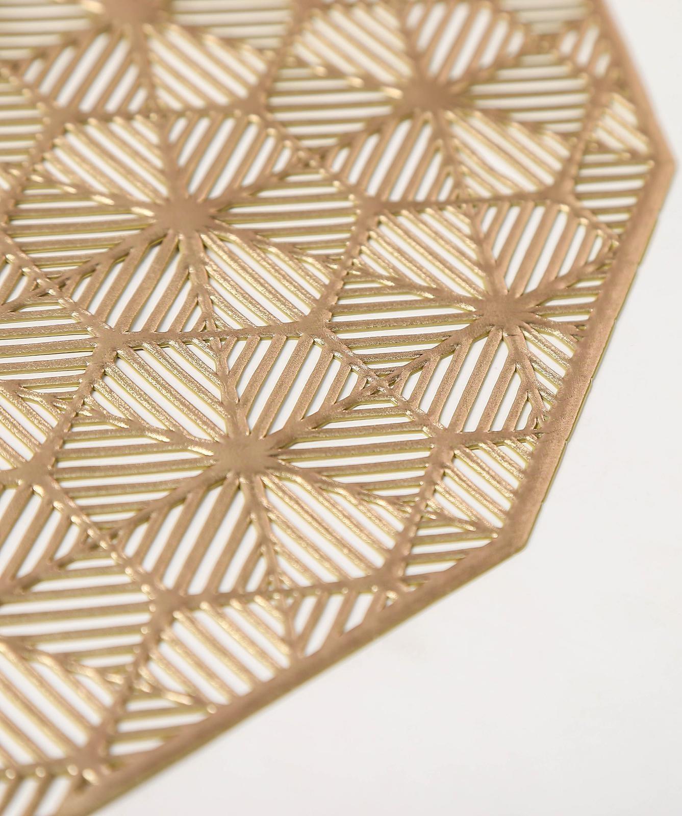 Набор салфеток сервировочных на стол Доляна «Гипноз», 4 шт, d=38 см, цвет золотой