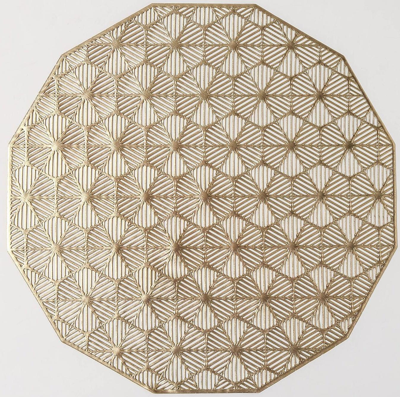 Набор салфеток сервировочных на стол Доляна «Гипноз», 4 шт, d=38 см, цвет золотой