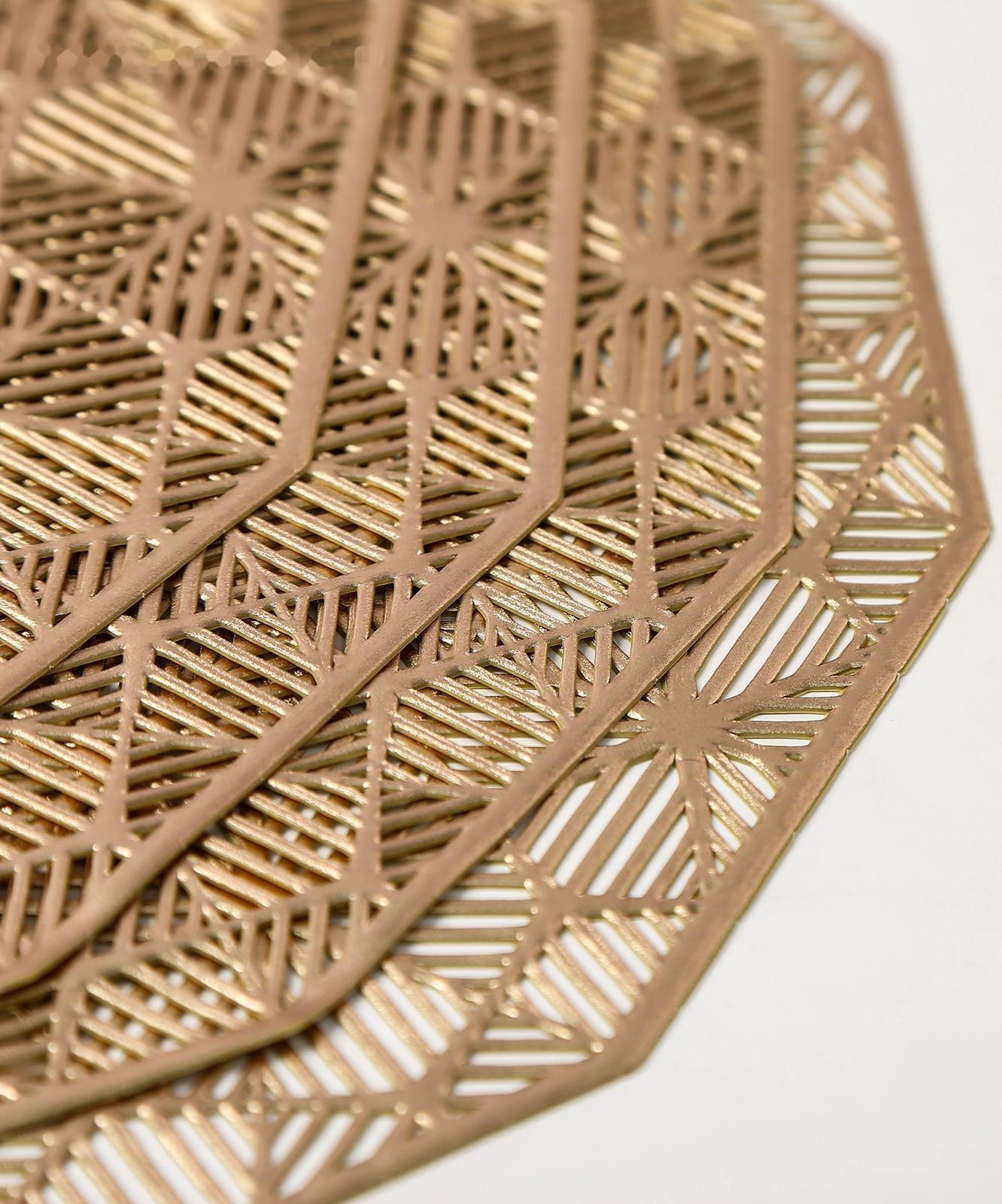 Набор салфеток сервировочных на стол Доляна «Гипноз», 4 шт, d=38 см, цвет золотой