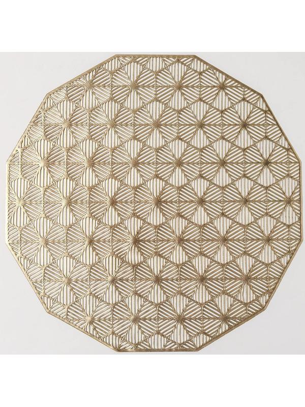 Набор салфеток сервировочных на стол Доляна «Гипноз», 4 шт, d=38 см, цвет золотой