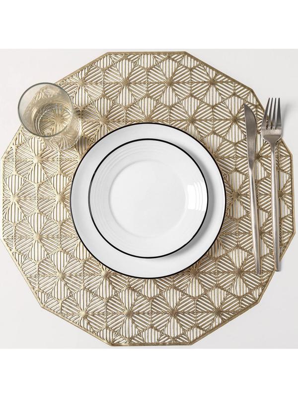Набор салфеток сервировочных на стол Доляна «Гипноз», 4 шт, d=38 см, цвет золотой